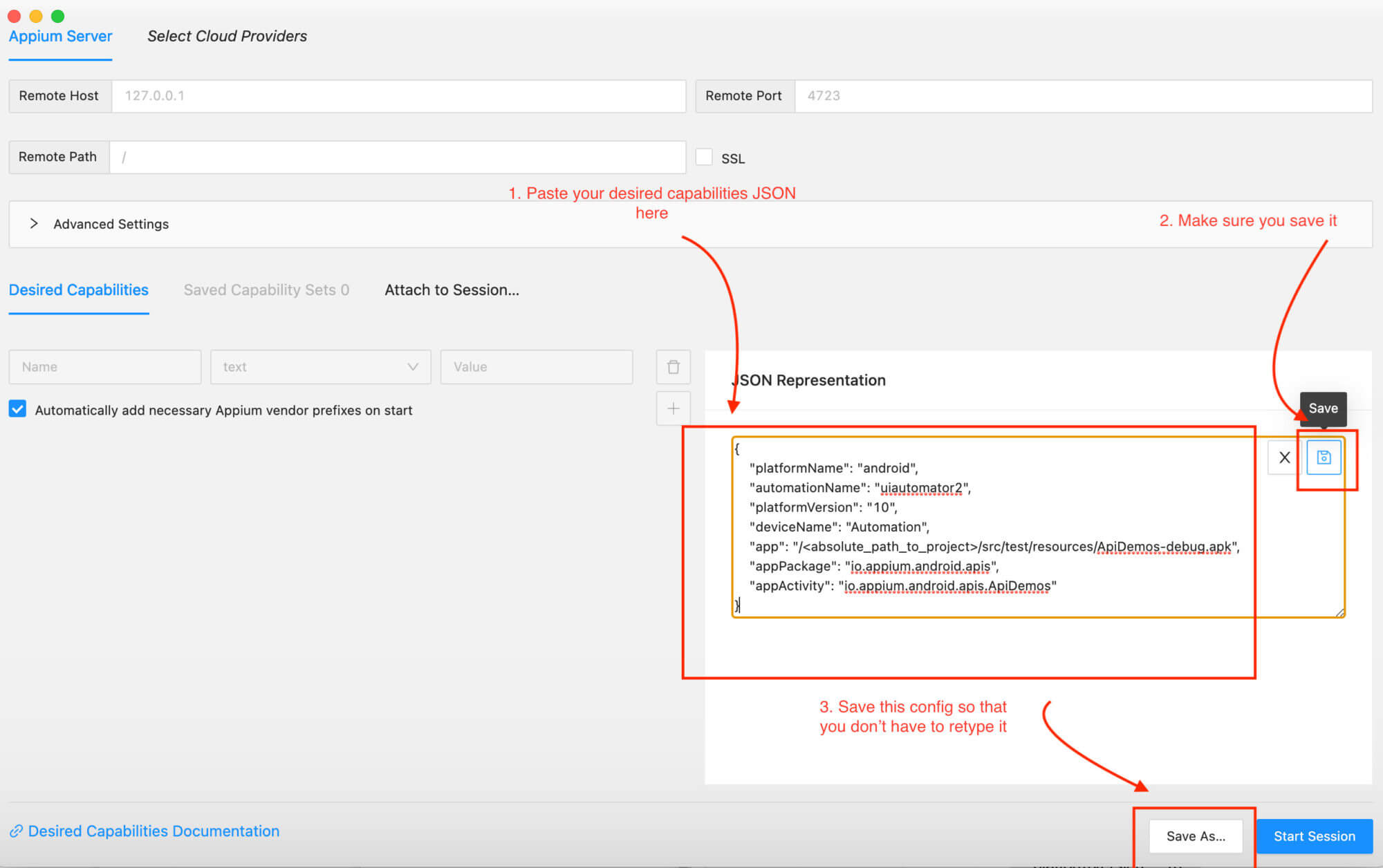  Steps highlighting how we can add our desired caps and save this config