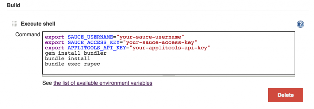 Jenkins CI - command input box