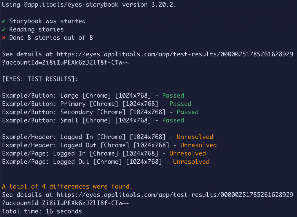 Showing the differences in Applitools tests
