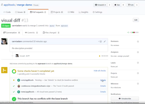 Applitools Eyes GitHub Integration